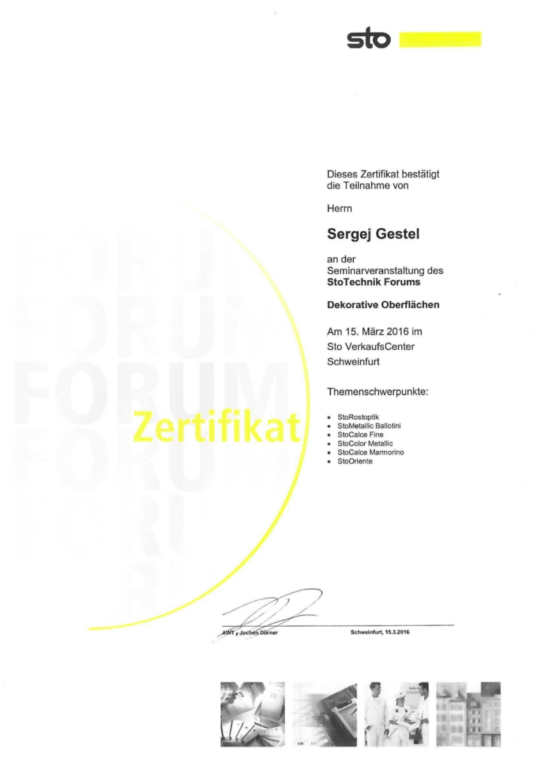 Zertifikat STO - Kreativtechniken